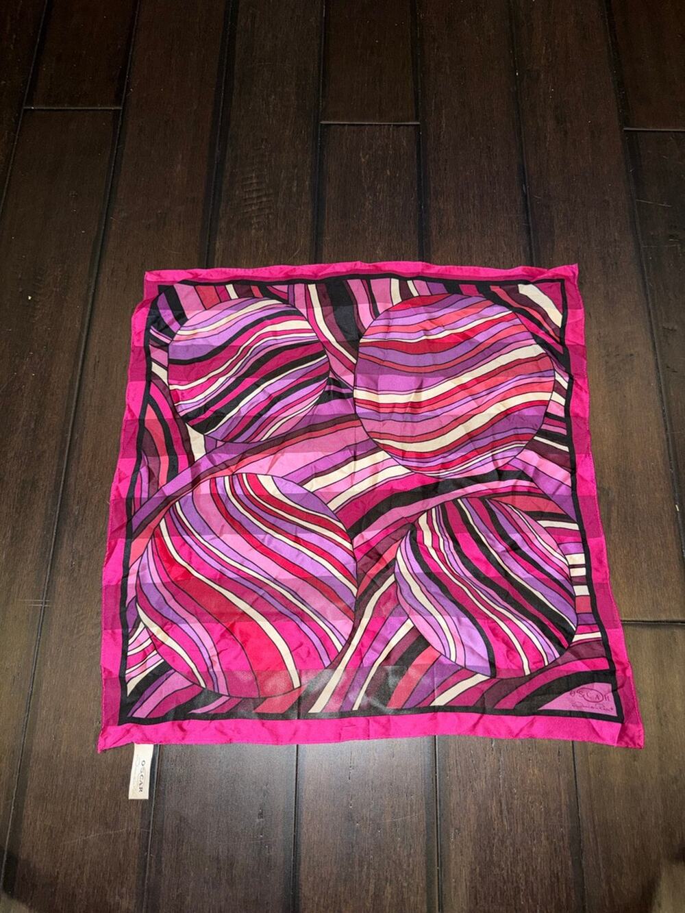 Oscar de la Renta Vintage Silk Geometric Scarf